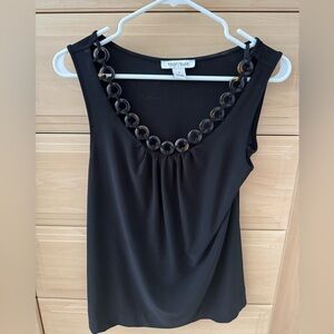White House Black Market Black Top with Chain Accent